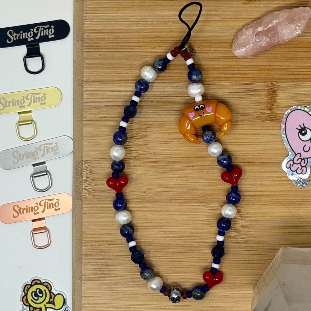 Monsieur Croissant | Authentic Handmade | String Ting | Wristlet Phone Strap